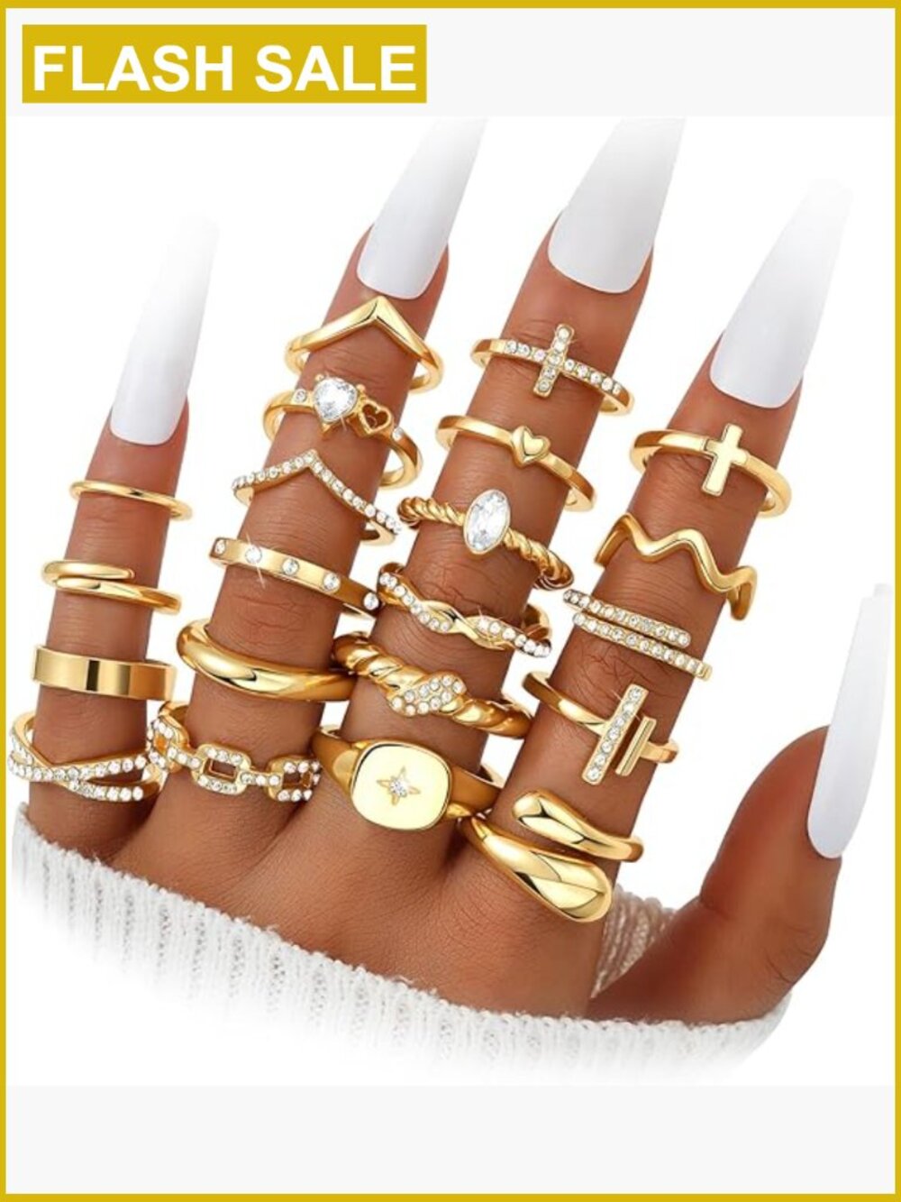 21 Pcs Stacking Rings Set Chunky Gold Plated Midi Knuckle Rings for Women